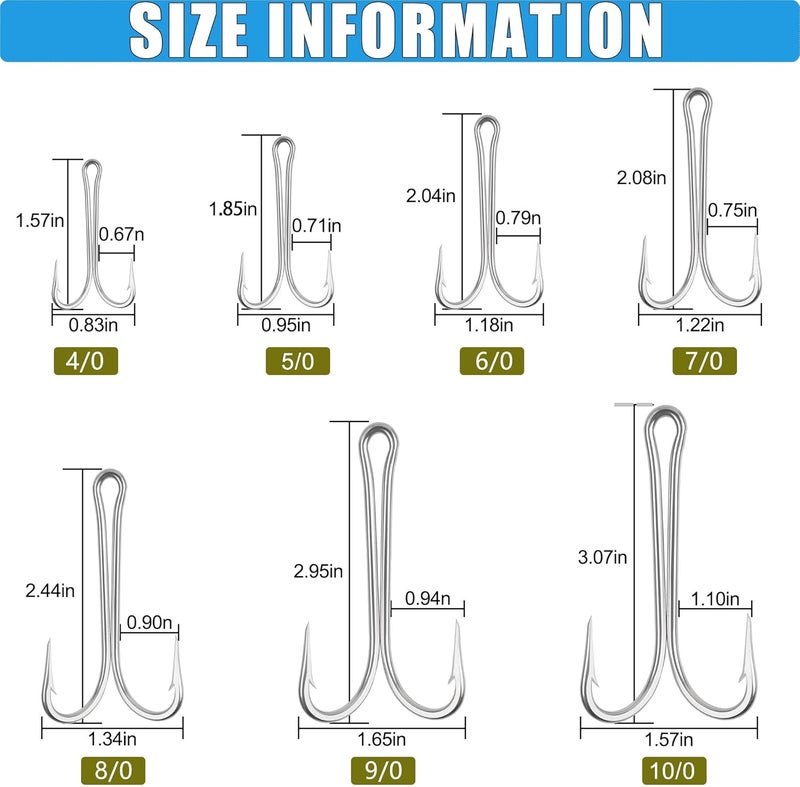 VATEICO Classic Double Fishing Hooks,Stainless Steel Fishing Double Frog Hooks with Open Shank Barbed Hooks for Saltwater Freshwater - Image 2